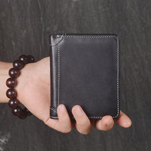 Load image into Gallery viewer, 100% Full Grain Genuine Leather Wallet Mens Card Holder Wallets Personalized Leather Short Wallets For Men Money Bag