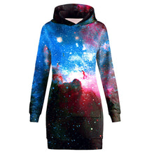 Load image into Gallery viewer, 2019 autumn/winter women's fashion streetwear funny digital print rainbow zombie cat polyester fabric womans long hoodies dress