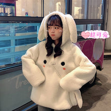 Load image into Gallery viewer, 2020 Kawaii Women Hoodies With Ears White Pink Loose Warm Hoodie Cute Outerwear Coat Autumn Long Sleeve Japan Sweatshirt Girls