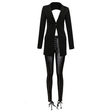 Load image into Gallery viewer, 2020 New Sexy Women's Set Long Sleeve Cutout Jacket and Perspective Mesh Tassel Pants 2 Two Piece Club Celebrity Party Pants Set