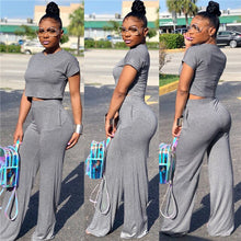 Load image into Gallery viewer, ANJAMANOR Casual Two Piece Set Crop Top and Wide Leg Pants Fall 2019 Sexy 2 Piece Outfits for Women Clothing Set D35-AE71