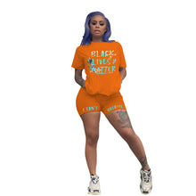 Load image into Gallery viewer, Adogirl Letter Print Women Tracksuit Set Short Sleeve T Shirt Top Shorts Fashion Casual Two Piece Suit Sportswear Outfits