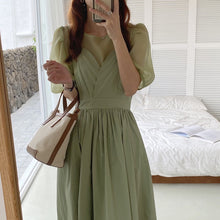 Load image into Gallery viewer, Alien Kitty Hot 2020 Vintage Light Sexy Sweet Puff Sleeves Shirts+New Loose Thin A-Line Slip Dresses All Match Two Piece Sets