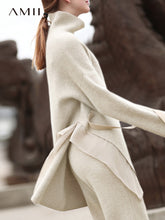 Load image into Gallery viewer, Amii Winter Women Elegant Two Pieces Set Female Casual Irregular Split Turtleneck Sweater and Wide Leg Trousers 11870366