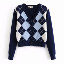 Load image into Gallery viewer, Cardigan Sweater 2020 new women's sweater fashion plaid V-neck cardigan sweater elegant ladies wild Tops sweaters coat