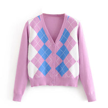 Load image into Gallery viewer, Cardigan Sweater 2020 new women's sweater fashion plaid V-neck cardigan sweater elegant ladies wild Tops sweaters coat