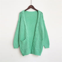 Load image into Gallery viewer, Cardigan Sweater Women European American Long Loose Large Size Long Sleeve Thick Line Twist Sweater V-neck Cardigan pull femme