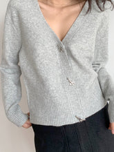 Load image into Gallery viewer, Dinosaur Button Woolen Sweater Women Casual Solid Color V Neck Knitted Cardigan