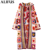 Load image into Gallery viewer, Fashion Za Women 2020 Winter Knitting Cardiagn Vinatge Long Sleeve Indie Folk Style Jacquard Loose Long women's Coat