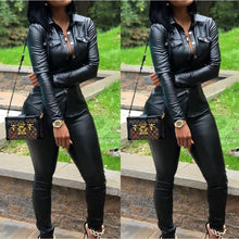 Load image into Gallery viewer, Fashion boutique two piece pu leather jacket set fall clothing for women