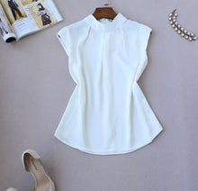 Load image into Gallery viewer, Fashionable OL Women Stand Collar Chiffon Top and Wide Leg Pants Office Wear Clothing Set Summer Set