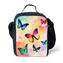 Load image into Gallery viewer, Girls Cute Butterfly Pruple Thermal Lunch Bags Small Lunchbox Insulated Lunchbags Reusable Snack Lancheira Escolar Infantil