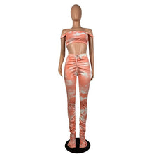 Load image into Gallery viewer, HAOYUAN Sexy Tie Dye Two Piece Set Summer Clothes for Women Crop Top Slit Stacked Leggings Pants 2 Piece Outfits Matching Sets