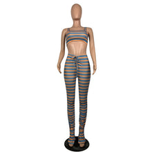Load image into Gallery viewer, HAOYUAN Sexy Tie Dye Two Piece Set Summer Clothes for Women Crop Top Slit Stacked Leggings Pants 2 Piece Outfits Matching Sets