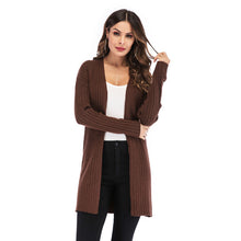 Load image into Gallery viewer, IELGY Autumn and winter new European American large size women's solid color long knitted cardigan sweater coat