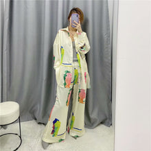 Load image into Gallery viewer, LANMREM Spring Summer 2020 loose fashion printting long sleeve shirt + zipper trousers women's clothes oversize tide new YJ551