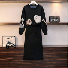 Load image into Gallery viewer, Large Size Women's Suit Autumn Winter Fashion Matching Suit Sweater + Skirt + Wool Pants Two Sets Pullover Cotton Office Lady