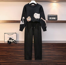 Load image into Gallery viewer, Large Size Women's Suit Autumn Winter Fashion Matching Suit Sweater + Skirt + Wool Pants Two Sets Pullover Cotton Office Lady