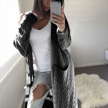 Load image into Gallery viewer, Long Cardigan Women Long Sleeve Knitted Twist Sweater Cardigan Autumn Winter Womens Sweaters 2020 double pocket Jersey Mujer