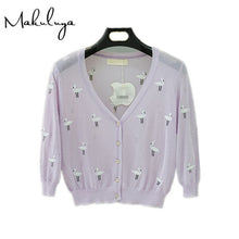 Load image into Gallery viewer, Makuluya Autumn Spring Women Sweater Swan Embroidery Pattern All-match ladyJacket Coats 1/2 Sleeve Short Knitting Cardigan LW