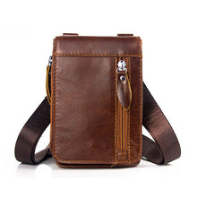 Load image into Gallery viewer, Men Leather Waist Bag Men's Small Leather Packet Retro men's Pockets Men's Shoulder Messenger Bag Waist Pack Bag