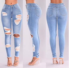 Load image into Gallery viewer, NEW ARRIVAL casual Long Jeans Women High Waist Skinny Pencil Blue Denim Pants ripped hole cropped slim fit skinny Jeans women