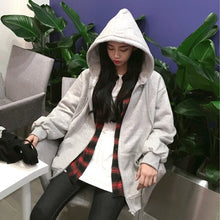 Load image into Gallery viewer, New Korean Hoodies Coat Women Casual Loose Womens Jacket Hooded Sweatshirts Plus Zipper Oversized Top Autumn Outwear XXL