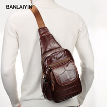 Load image into Gallery viewer, New Men's Genuine Leather Cowhide High Quality Crossbody Bags Single Shoulder Bag Travel Climb Sling Chest Pack