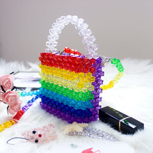 Load image into Gallery viewer, New Summer Girl Messenger Bag Hand-beaded Mini Handbag Lipstick Lipstick Purse Rainbow Contrast Color Small Square Bag Wholesale