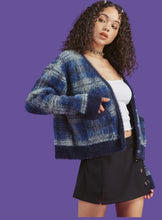 Load image into Gallery viewer, New Vintage Plaid Green Plush Knitted Cardigans V-Neck Loose Sweaters Autumn Winter Clothes Sweater Women