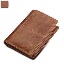 Load image into Gallery viewer, New men's wallet anti-theft brush anti-RFID leather men's wallet multifunctional men's vertical wallets bill holder card change