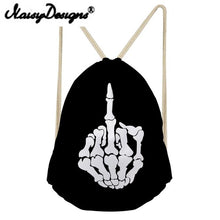 Load image into Gallery viewer, Noisydesigns Hip-hop style Cool Punk Skull Printing men's Drawstring Backpack travel bags for Teenagers Harajuku pouch Mochila