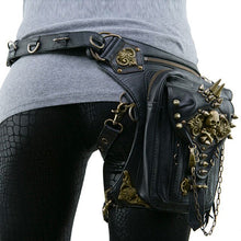 Load image into Gallery viewer, Norbinus Punk Rock Women Waist Bag Steampunk Rivets Skull Bag Crossbody Shoulder Bag Motorcycle Drop Leg Belt Bag Hip Pouch Pack