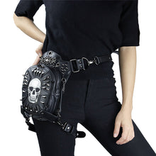 Load image into Gallery viewer, Norbinus Punk Rock Women Waist Bag Steampunk Rivets Skull Bag Crossbody Shoulder Bag Motorcycle Drop Leg Belt Bag Hip Pouch Pack