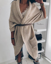 Load image into Gallery viewer, Outwear Warm Bat Sleeve Large Size Long Knit Cardigan Sweater Pocket Women Open Stitch Casual Knitted Sweater for Autumn Winter