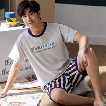 Load image into Gallery viewer, Plus Size L - 3XL Sleepwear Men's Pajamas Set Summer 2020 New Print Bee Tops an Sheer Shorts Sleepwear CottonLounge Pajama Sets