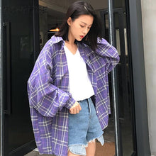 Load image into Gallery viewer, Shirts Loose Harajuku Korean Style Fashion Women New Single Breasted BF Sunscreen School Students Long Sleeve Womens Shirt Daily
