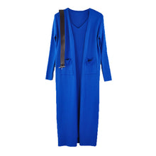 Load image into Gallery viewer, Taotrees Autumn Women's Suit Dress Two Piece Set Knit Cardigan Loose Sweater Coat with Belt