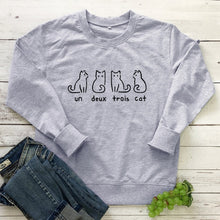 Load image into Gallery viewer, Un Deux Trois Cat Sweatshirt Kitten hoodies Causal cute sweatshirts Animal pet Aesthetic Cotton Shirts one two three four Tops