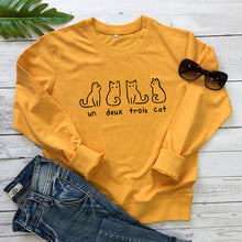 Load image into Gallery viewer, Un Deux Trois Cat Sweatshirt Kitten hoodies Causal cute sweatshirts Animal pet Aesthetic Cotton Shirts one two three four Tops
