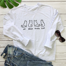 Load image into Gallery viewer, Un Deux Trois Cat Sweatshirt Kitten hoodies Causal cute sweatshirts Animal pet Aesthetic Cotton Shirts one two three four Tops
