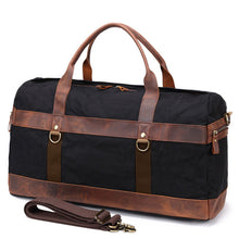 Load image into Gallery viewer, Waterproof Canvas Duffle Bag Durable Canvas Leather Travel Bag Men Tote Duffel Bag Large Capacity Gym Bag