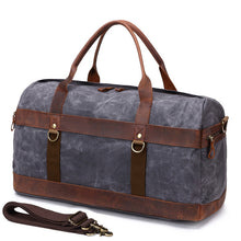 Load image into Gallery viewer, Waterproof Canvas Duffle Bag Durable Canvas Leather Travel Bag Men Tote Duffel Bag Large Capacity Gym Bag