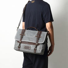 Load image into Gallery viewer, Waxed Canvas Messenger Bags Waterproof Canvas Leather Men Tote Bags Vintage Laptop Bags Big Canvas Shoulder Bags For Men