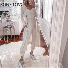 Load image into Gallery viewer, Women Solid Jumpsuit & Cardigan Set 2 Piece Casual Set