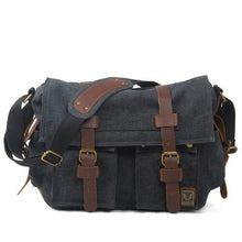 Load image into Gallery viewer, canvas leather postage bag Single Shoulder Bag Satchel Bag, military travel female student, boy, girl, , 14 inch Laptop bag,