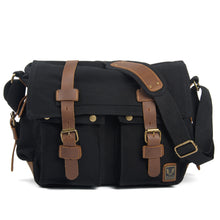 Load image into Gallery viewer, canvas leather postage bag Single Shoulder Bag Satchel Bag, military travel female student, boy, girl, , 14 inch Laptop bag,
