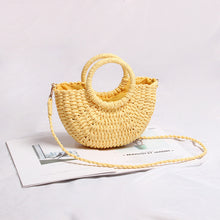Load image into Gallery viewer, casual candy color rattan women handbags wicker woven lady shoulder crossbody bags summer beach small straw bag bali purses 2020
