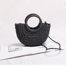Load image into Gallery viewer, casual candy color rattan women handbags wicker woven lady shoulder crossbody bags summer beach small straw bag bali purses 2020