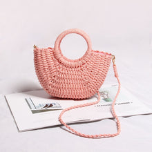 Load image into Gallery viewer, casual candy color rattan women handbags wicker woven lady shoulder crossbody bags summer beach small straw bag bali purses 2020